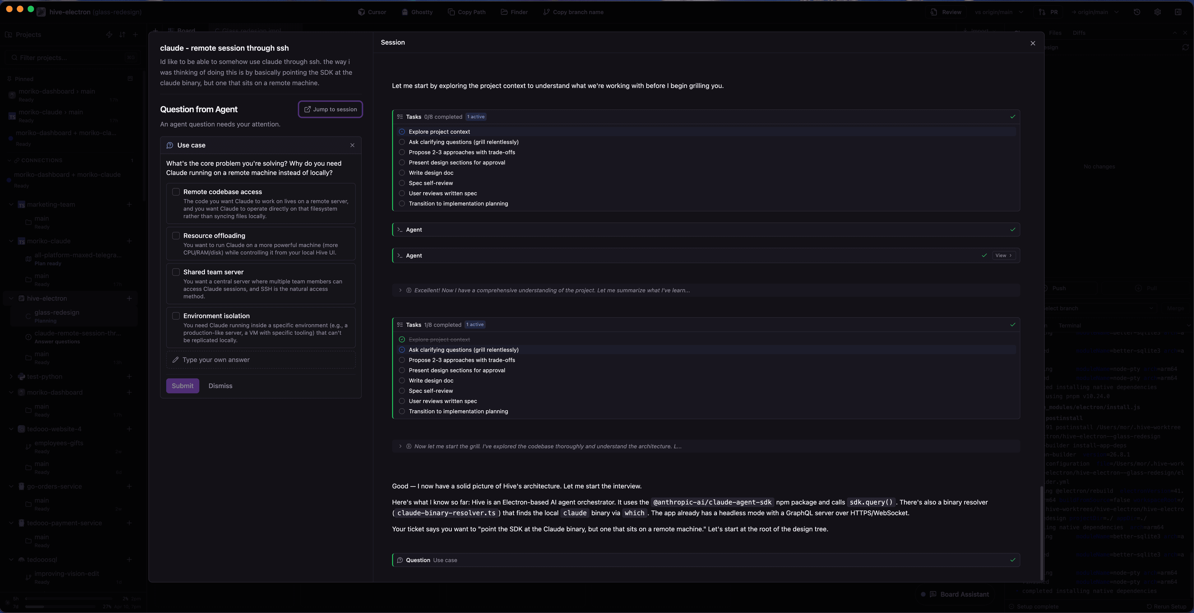 AI agent asking a clarifying question during task execution